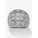 Women's 4.12 Tcw Princess-Cut And Round Cubic Zirconia .925 Sterling Silver Dome Ring by PalmBeach Jewelry in Silver (Size 8)