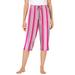 Plus Size Women's Knit Sleep Capri by Dreams & Co. in Sweet Coral Stripe (Size M) Pajamas