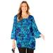 Plus Size Women's Art-To-Wear Blouse by Catherines in Dark Sapphire Petals (Size 5X)