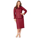 Plus Size Women's Two-Piece Skirt Suit with Shawl-Collar Jacket by Roaman's in Rich Burgundy (Size 36 W)