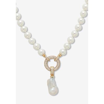 Women's 8.25 Cttw. White Shell Pearl & Keshi Pearl Drop Beaded Necklace Gold-Plated 23