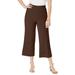 Plus Size Women's Everyday Stretch Knit Wide Leg Crop Pant by Jessica London in Chocolate (Size 12) Soft & Lightweight