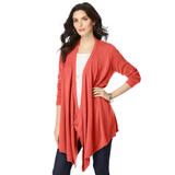 Plus Size Women's Fine-Gauge Handkerchief Hem Cardigan by Roaman's in Desert Rose (Size 5X) Sweater