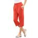 Plus Size Women's Soft Knit Capri Pant by Roaman's in Copper Red (Size S) Pull On Elastic Waist