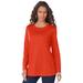 Plus Size Women's Long-Sleeve Crewneck Ultimate Tee by Roaman's in Copper Red (Size 6X) Shirt