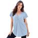 Plus Size Women's Flutter-Sleeve Sweetheart Ultimate Tee by Roaman's in Pale Blue (Size 26/28) Long T-Shirt Top