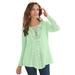 Plus Size Women's Lace Yoke Pullover by Roaman's in Green Mint (Size S) Sweater