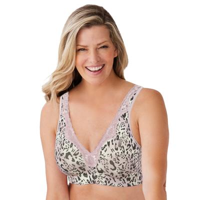 Plus Size Women's Cotton Comfort Wireless Bra by Catherines in Sunset Mauve Animal (Size 44 D)