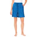 Plus Size Women's Print Pajama Shorts by Dreams & Co. in Pool Blue Animal (Size 34/36) Pajamas