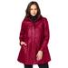 Plus Size Women's A-Line Zip Front Leather Jacket by Jessica London in Rich Burgundy (Size 26 W)