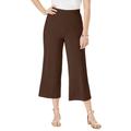 Plus Size Women's Everyday Stretch Knit Wide Leg Crop Pant by Jessica London in Chocolate (Size 22/24) Soft & Lightweight