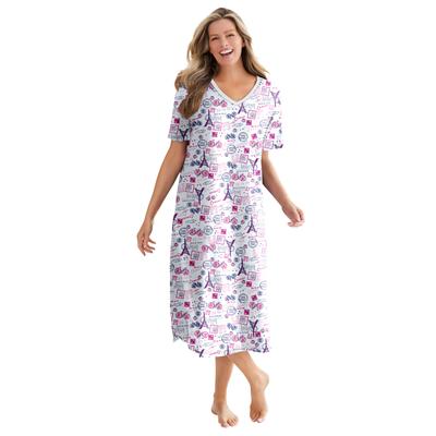 Plus Size Women's Long Print Sleepshirt by Dreams & Co. in Raspberry Sorbet Paris (Size 5X/6X) Nightgown