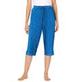 Plus Size Women's Knit Sleep Capri by Dreams & Co. in Pool Blue Animal (Size 2X) Pajamas