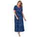 Plus Size Women's Long Henley Sleepshirt by Dreams & Co. in Evening Blue Stars (Size 26/28) Nightgown