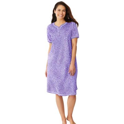 Plus Size Women's Short Henley Sleepshirt by Dreams & Co. in Soft Iris Hearts (Size 26/28) Nightgown