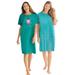 Plus Size Women's 2-Pack Short-Sleeve Sleepshirt by Dreams & Co. in Waterfall Owl (Size 5X/6X) Nightgown