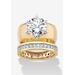 Women's 4.80 Cttw. Cz Gold-Plated 2-Piece Solitaire And Eternity Wedding Ring Set by PalmBeach Jewelry in Gold (Size 9)