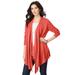 Plus Size Women's Fine-Gauge Handkerchief Hem Cardigan by Roaman's in Desert Rose (Size S) Sweater