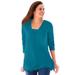 Plus Size Women's Ribbed Layered-Look Lace-Trim Tee by Woman Within in Deep Teal (Size 14/16) Shirt
