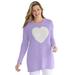 Plus Size Women's Motif Sweater by Woman Within in Soft Iris Heart (Size 1X) Pullover