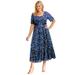 Plus Size Women's Printed Maxi Dress by Soft Focus in Navy Ditsy Floral (Size 30 W)