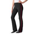 Plus Size Women's Stretch Cotton Side-Stripe Bootcut Pant by Woman Within in Black Classic Red (Size S)