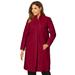 Plus Size Women's Leather Swing Coat by Jessica London in Rich Burgundy (Size 16) Leather Jacket