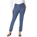 Plus Size Women's True Fit Stretch Denim Straight Leg Jean by Jessica London in Medium Stonewash Braided Stripe (Size 20) Jeans