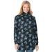 Plus Size Women's Perfect Printed Long-Sleeve Turtleneck Tee by Woman Within in Blue Rose Ditsy Bouquet (Size 5X) Shirt