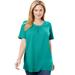 Plus Size Women's Perfect Button-Sleeve Shirred Scoop-Neck Tee by Woman Within in Waterfall (Size L) Shirt