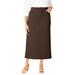 Plus Size Women's Classic Cotton Denim Midi Skirt by Jessica London in Chocolate (Size 28) 100% Cotton