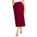 Plus Size Women's Tummy Control Bi-Stretch Midi Skirt by Jessica London in Rich Burgundy (Size 26 W)