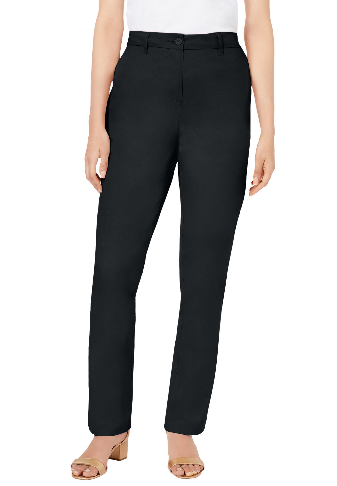 Plus Size Women's Stretch Cotton Chino Straight Leg Pant by Jessica London in Black (Size 18 W)