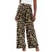 Plus Size Women's Stretch Knit Wide Leg Pant by The London Collection in Natural Abstract Zebra (Size 30/32) Wrinkle Resistant Pull-On Stretch Knit