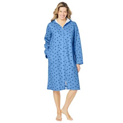 Plus Size Women's Short Hooded Sweatshirt Robe by Dreams & Co. in French Blue Star Moon (Size 1X)