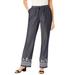 Plus Size Women's Drawstring Denim Wide-Leg Pant by Woman Within in Stonewash Border (Size 28 W) Pants