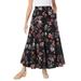 Plus Size Women's Knit Panel Skirt by Woman Within in Black Painterly Floral (Size 4X) Soft Knit Skirt