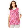Plus Size Women's Snap-Front Apron by Only Necessities in Pretty Orchid Bias Plaid (Size 38/40)