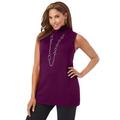 Plus Size Women's Cotton Cashmere Sleeveless Turtleneck Shell by Jessica London in Dark Berry (Size 14/16) Cashmere Blend Sweater