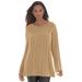 Plus Size Women's Cable Sweater Tunic by Jessica London in Soft Camel (Size M)