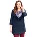 Plus Size Women's Impossibly Soft Tunic & Scarf Duet by Catherines in Navy Medallion (Size 2X)