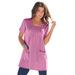 Plus Size Women's Two-Pocket Soft Knit Tunic by Roaman's in Mauve Orchid (Size 6X) Long T-Shirt