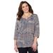 Plus Size Women's Santa Fe Peasant Top by Catherines in Black Patchwork (Size 1X)