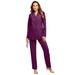 Plus Size Women's Ten-Button Pantsuit by Roaman's in Dark Berry (Size 40 W)