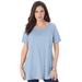 Plus Size Women's Swing Ultimate Tee with Keyhole Back by Roaman's in Pale Blue (Size 6X) Short Sleeve T-Shirt