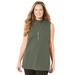 Plus Size Women's Suprema® Sleeveless Turtleneck by Catherines in Olive Green (Size 3X)