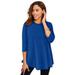Plus Size Women's Stretch Knit Swing Tunic by Jessica London in Dark Sapphire (Size 14/16) Long Loose 3/4 Sleeve Shirt