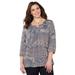 Plus Size Women's Santa Fe Peasant Top by Catherines in Black Patchwork (Size 3X)