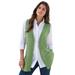 Plus Size Women's Fine Gauge Drop Needle Sweater Vest by Roaman's in Green Sage (Size L)