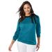 Plus Size Women's Tie-Neck Sweater by Jessica London in Deep Teal (Size 14/16)